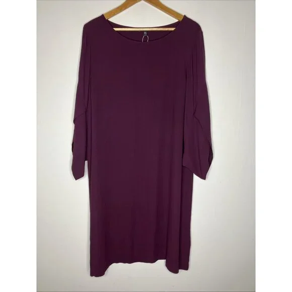 eileen fisher purple dress EILEEN FISHER Slubby Organic Cotton T Shirt Dress - M(10-12)